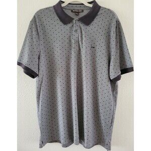 Michael Kors Mens Polo Shirt L Gray Polka Dot Short Sleeve Button Designer NWT